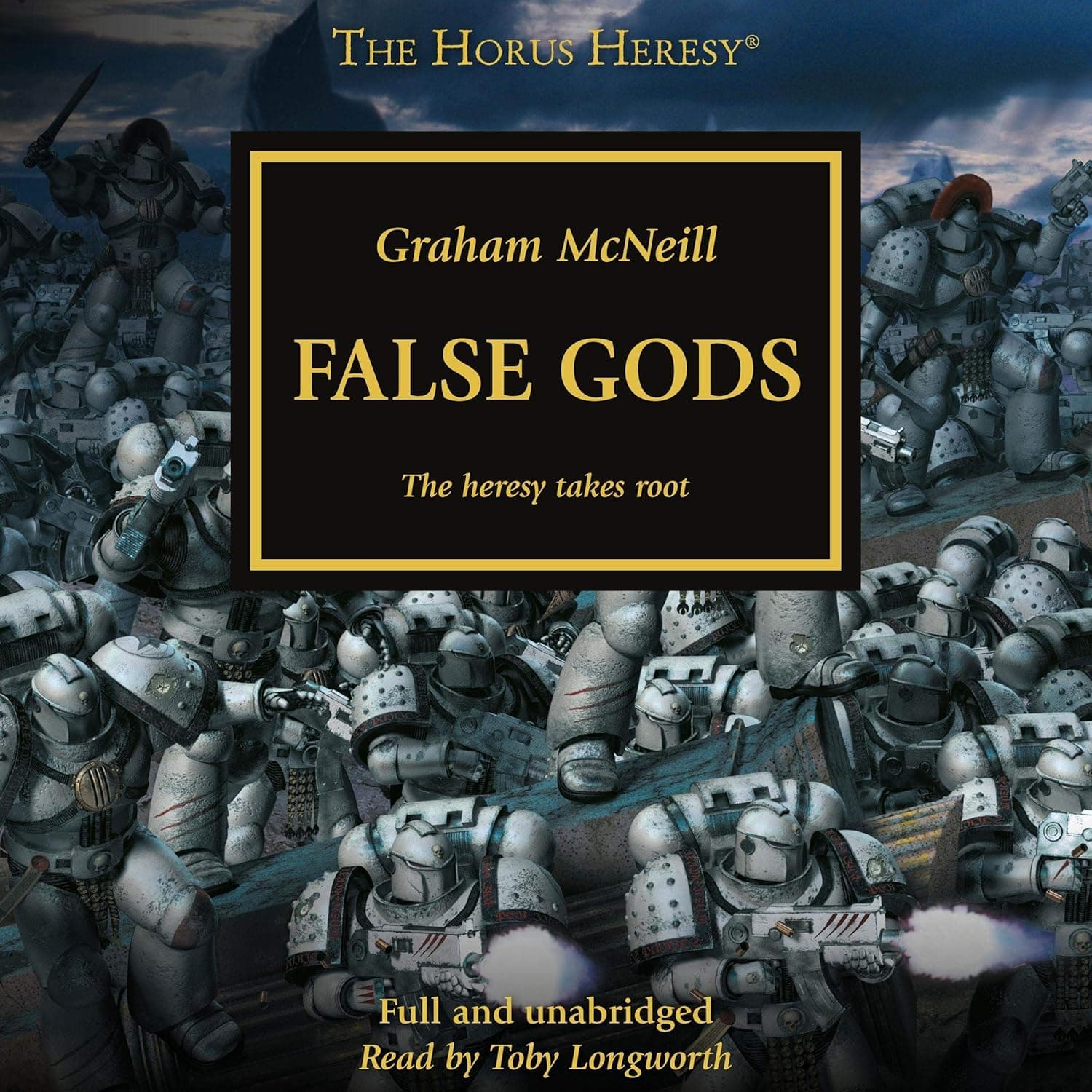 Cover of the audiobook edition of 'False Gods': The heresy takes root