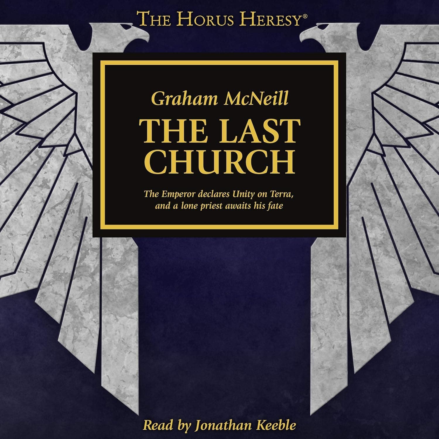 Cover of the audiobook edition of 'The Last Church': Read by Jonathan Keeble